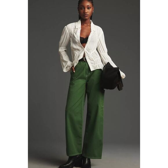 NWT Atelier Delphine Bishti Wide-Leg Green Utility Pants - XS - Picture 3 of 8